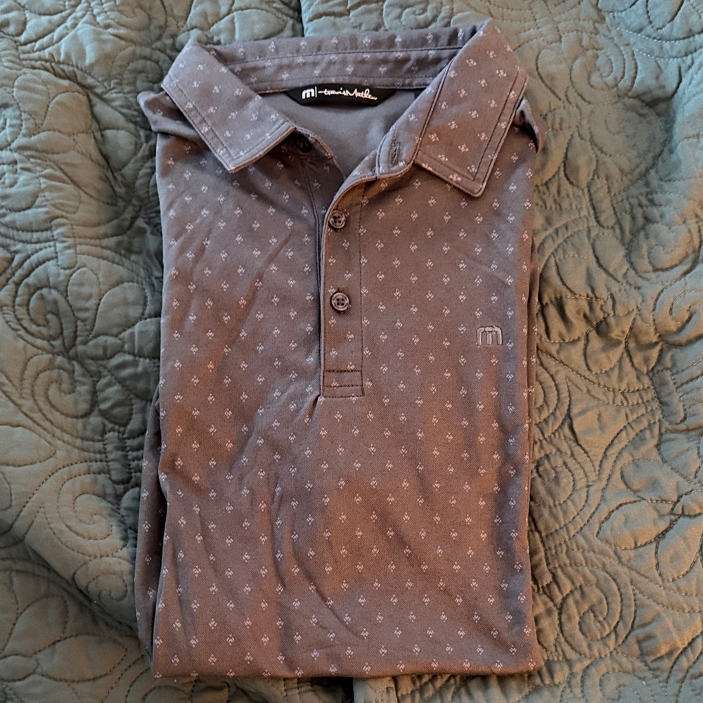 Travis Mathew Men's Polo Shirt in Gray with Pattern